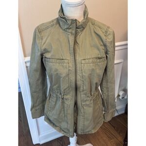 J.Crew women's size small 100% Cotton green drawsting jacket Utility